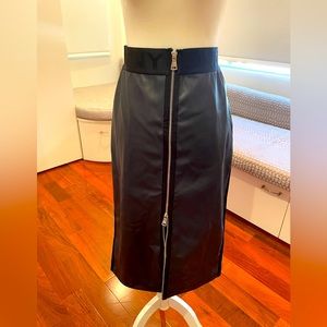 DKNY-faux leather black skirt